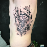 Tattoos - Stag Head and Geometric/Abstract Elements on Ribs- Instagram @MichaelBalesArt - 129796